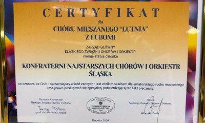 Certyfikat do chóru Lutnia 